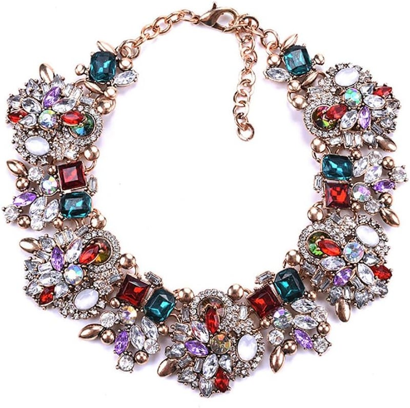 Zthread Bib Statement Necklace Colorful Glass Crystal Collar Choker Necklace for Women Fashion Accessories - Image 1